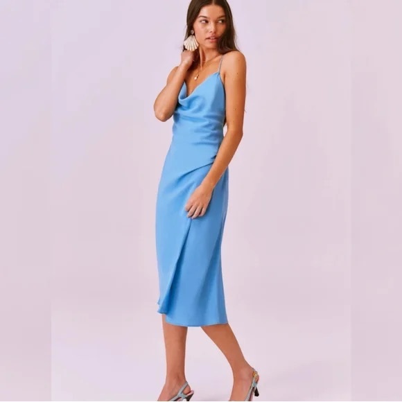 Finders Keepers Calypso Midi Dress Blue Xxs NWT - Picture 2 of 9